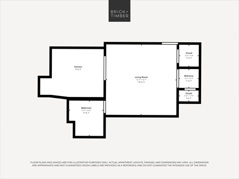 Floor plan for studio, 1 bath, 295 sqft